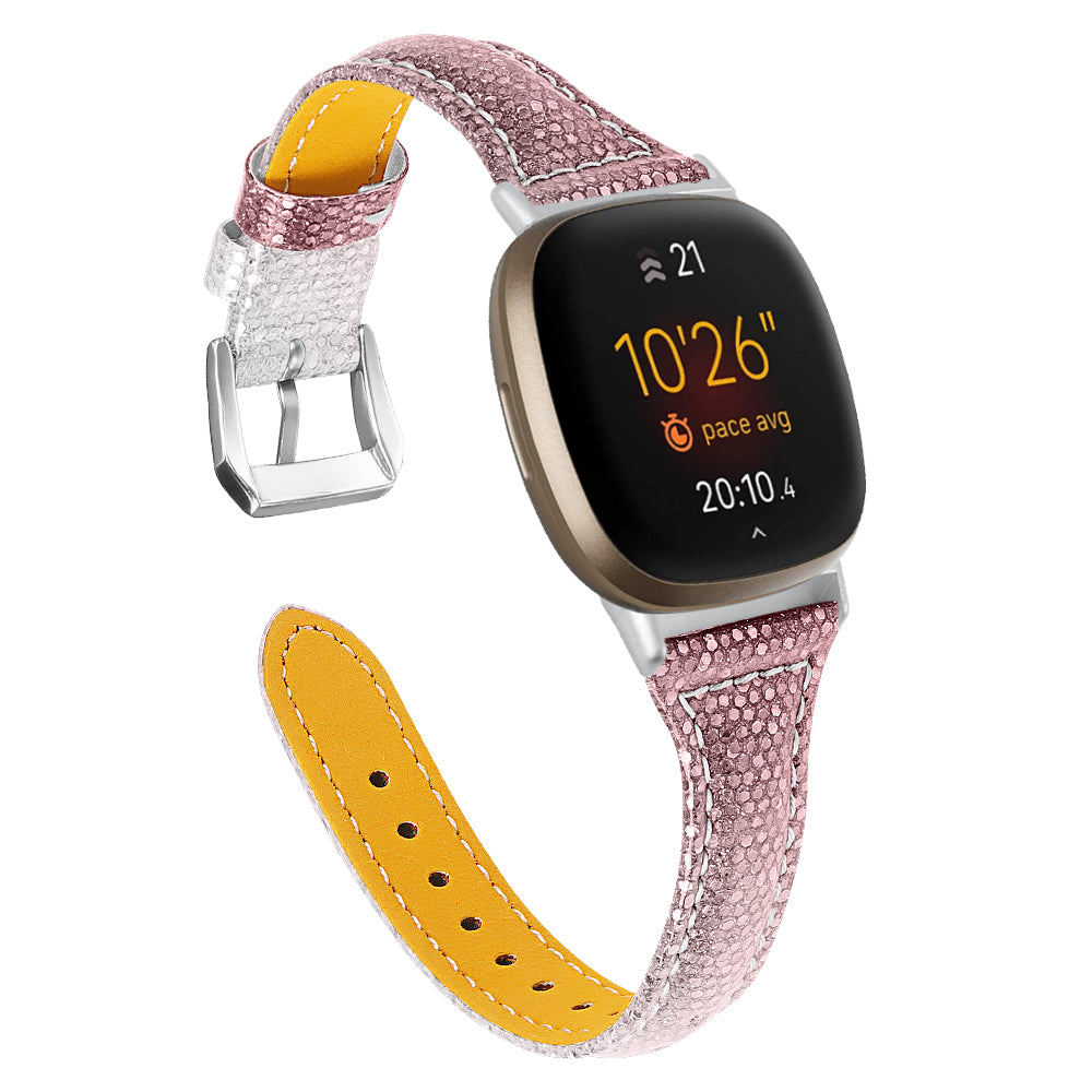 For Fitbit Versa 4 Sense 2 Gradient Glitter Watch Band Genuine Cow Leather Wrist Strap For Fitbit Versa 4 Sense 2 Gradient Glitter Watch Band Genuine Cow Leather Wrist Strap